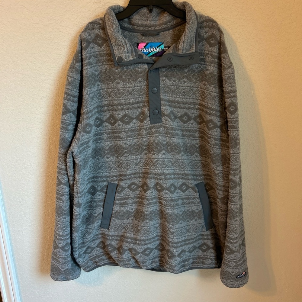 Chubbies Men’s 1/4 Snap Fleece Pullover Grey Gray XL